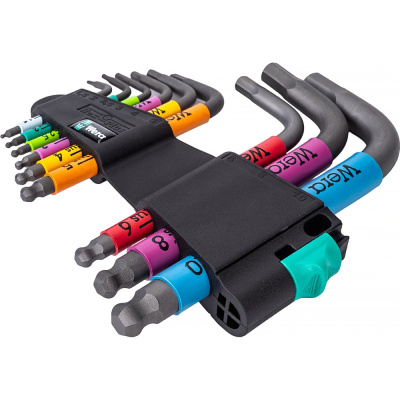 Набор Г-образных метрических ключей WERA 950/9 Hex-Plus Multicolour 2 BlackLaser