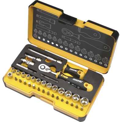 Набор бит Felo ERGONIC SL/ND/PH/Tx/SQ/BH/MS с трещоткой и рукояткой в кейсе, 36 шт