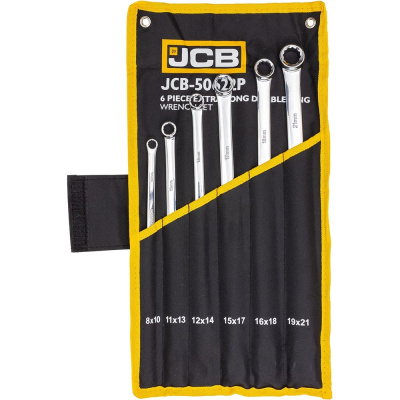 Ключи накидные экстра длинные JCB, набор 6 предметов, 8x10, 11x13, 12x14, 15x17, 16x18, 19x21мм