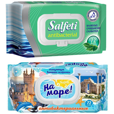 Салфетки влажные Salfeti Antibac 72шт/уп антибактериальные с клапаном 48397