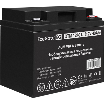 Аккумуляторная батарея DTM 1240 L (12 V; 40 Ah; под болт М6) ExeGate