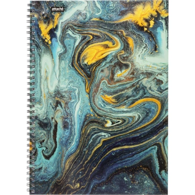 Тетрадь общая А4, 96л., клетка, Attache Флюид-арт, греб, ламин, бирюзовый
