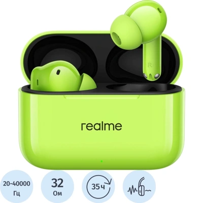 Наушники Realme Buds T200 Neon Green (Зеленый) Ru