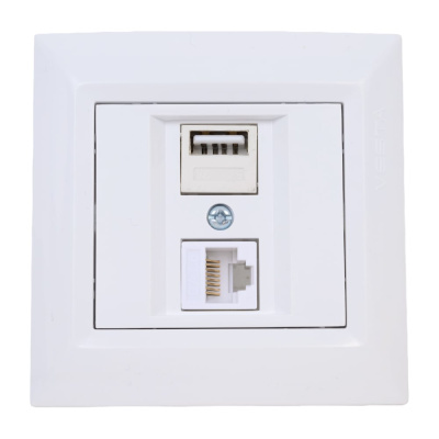 Розетка Metronex-Electric Рим для USB + сетевого кабеля LAN