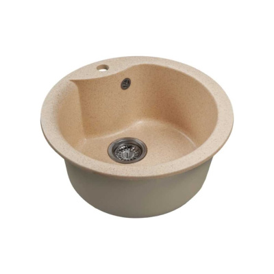 Мойкa MIXLINE ML-GMS101 СТАНДАРТ круглая, бежевый 328, 480 мм, глубина чаши 190
