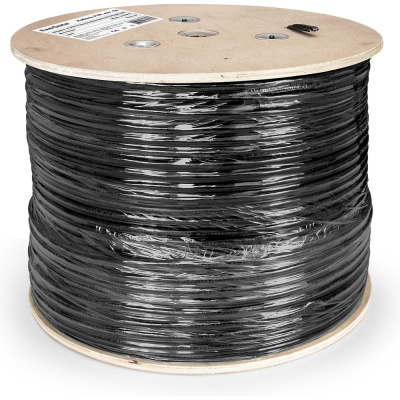 Кабель FUTP4-C5e-CCA-S24-SW-OUT-PE-BK-305 FTP 4 пары кат.5e CCA, 0.52мм 24AWG, экран, внешн., с тросом, 305м, черн.
