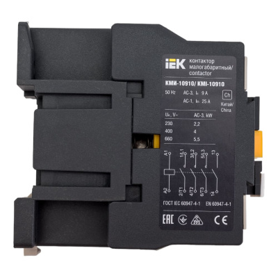 Контактор IEK КМИ-10910, 9А, 24В/АС3, 1НО