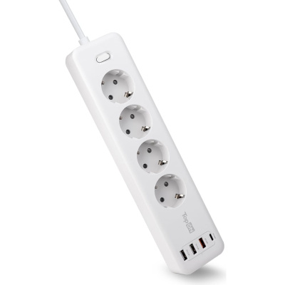 Сетевой фильтр TopOn TOP-PWS4 4 розетки, 3 USB, Type-C, PD 20W QC3.0, 4000W, 3м Белый