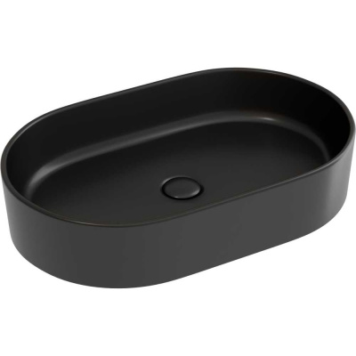 Умывальник-чаша накладная Ceramicanova Element овальная, цвет черный матовый, 608х385х122 мм