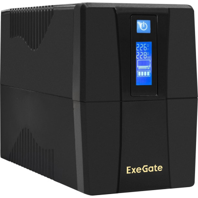 Источник бесперебойного питания ExeGate Power Smart ULB-1000.LCD.AVR.2Schuko, Black