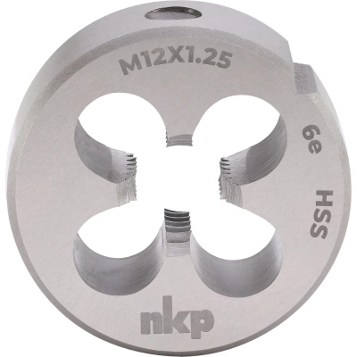 Плашка NKP М12, шаг 1.25мм, DIN EN 22568, HSS, 6e, 38x10мм