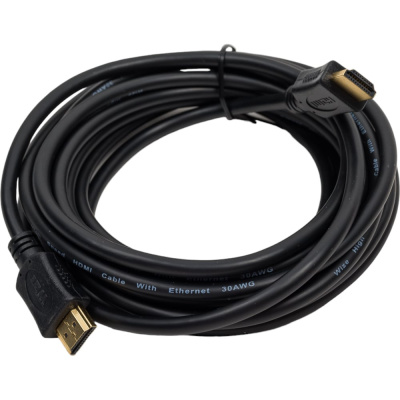 Кабель HDMI Wize C-HM-HM-5M 5 м, v.2.0, 19M/19M, 4K/60 Hz 4:4:4, Ethernet, позолоченные разъемы, экран, черный, пакет 6