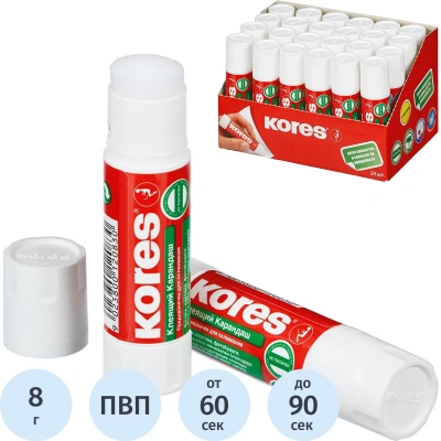 Клей-карандаш Kores, 08г, прозрачный, ПВП