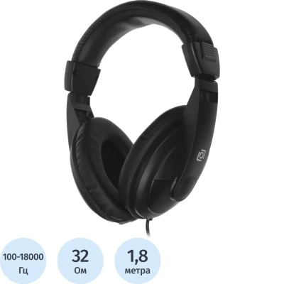 Наушники Оклик (HP-M211VB) HP-M211V, мониторные, 1.8м черный проводные