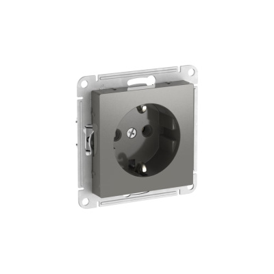 Розетка Systeme Electric ATLASDESIGN с заземлением, 16А, мех., быстрозажим. клем., СТАЛЬ