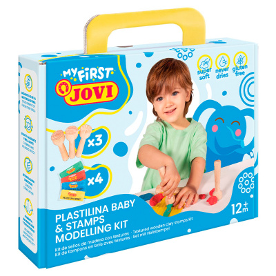 Набор для лепки JOVI "MY FIRST", пластилин 4 цв. 38г, 3 деревян. штампа, картон. упаковка