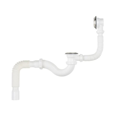Сифон для ванны Aquant 1 1/2"х40 с выпуском и переливом с мет.реш. с г.т.