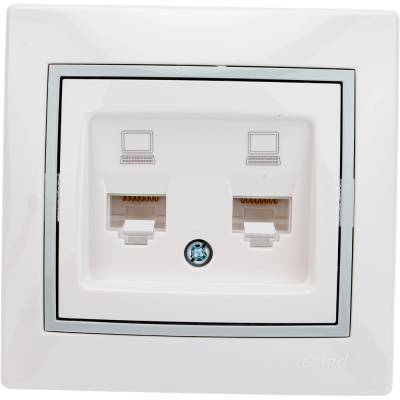 Розетка Lezard Мира RJ 45x2 белый с вст