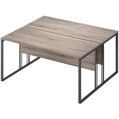 Раб.станция Комус Мебель К-Loft 241S019 1580х1370 2раб.м. дуб сон.тем/чер