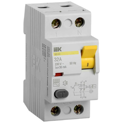 Узо IEK ВД1-63 2п, АС, 32А, 30мА