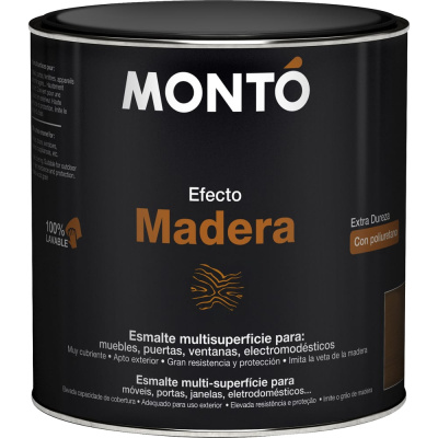 Эмаль сатиновая с имитацией дерева MONTO ESMALTE EFECTO MADERA IROKO ироко, 0,5л