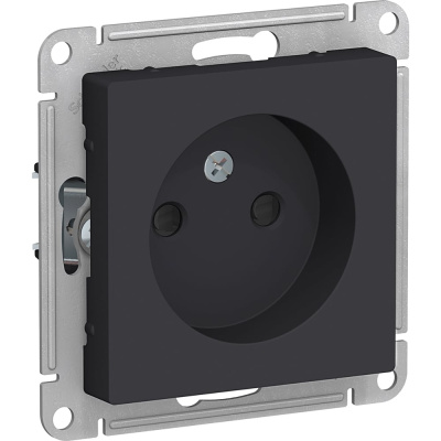 Розетка Systeme Electric AtlasDesign Карбон б/з со шторками, 16А, механизм SE