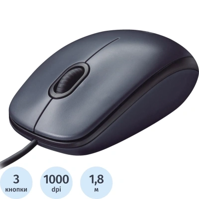 Мышь компьютерная Logitech M90 [910-001795] проводная, черный