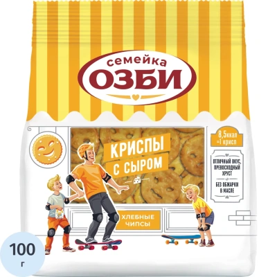 Крекер криспы Семейка ОЗБИ с сыром, 100гx12шт/уп