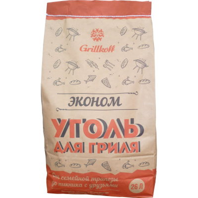 Древесный уголь для гриля Grillkoff эконом, пакет 26 л 28