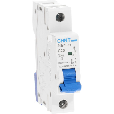 Автоматический выключатель CHINT NB1-63 1P 20A 6кА характеристика C