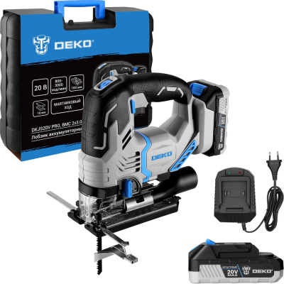 Лобзик аккумуляторный бесщеточный DKJS20V PRO в кейсе, 20В, 2x3.0Ач DEKO 085-1330