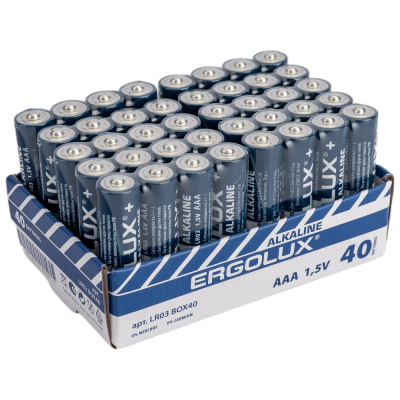 Батарейка Ergolux LR03 Alkaline BOX40 (ПРОМО, LR03 BOX40,1.5В)