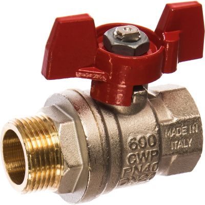 Шаровой кран RuB, 3/4" DN20 PN40, ВР-НР, серия MILANO (S.90), бабочка