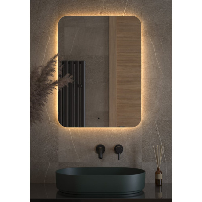 Зеркало с LED-подсветкой DEFESTO 60x80 см, ИК - выключатель, Теплый белый свет OPTI DF 2817R