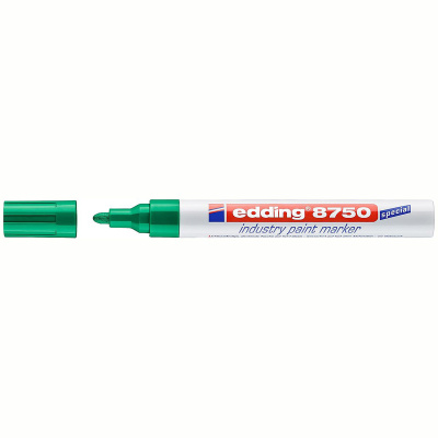 Маркер-краска лаковый (paint marker) EDDING 8750, ЗЕЛЕНЫЙ, 2-4 мм, круглый наконечник, алюминиевый корпус, Е-8750/4