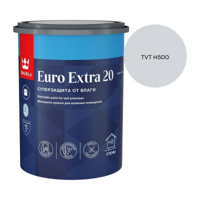Краска для влажных помещений Tikkurila EURO EXTRA 20 A п/мат 0,9л 700001105_TVT H500