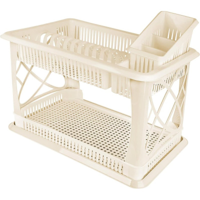 Сушилка для посуды PLAST TEAM столовых приборов, двухъярусная, 49 x 17,5 x 32,5 см, молочный туман