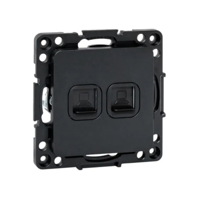 Механизм 2-местной розетки RJ-45 EKF Стокгольм черный