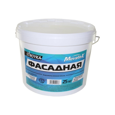 Водоэмульсионная краска Movatex Stroyka фасадная, 25 кг Т31726
