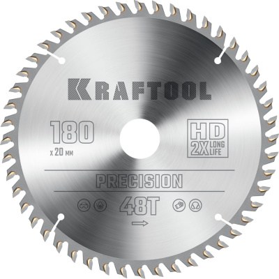 Диск пильный по дереву KRAFTOOL Precission 180x20 мм, 48T KRAFTOOL