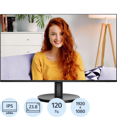 Монитор 23.8 AOC 24B3QA2 Black (IPS, FHD, 120Hz,,, HDMI 1.4, DP, MM)