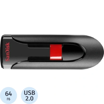 Флеш-память 64GB SanDisk CZ60 Cruzer Glide, USB 2.0
