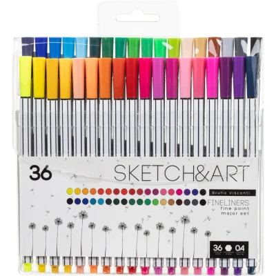 Набор линеров для скетчинга SKETCH&ART В ПВХ кармане 0.4 мм 36 цв 36-0014