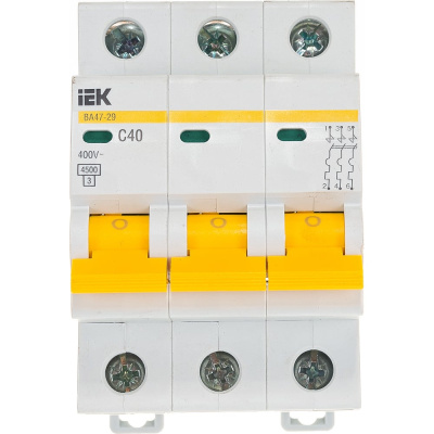 Автомат IEK ВА47-29 3п, C, 40А, 4.5кА