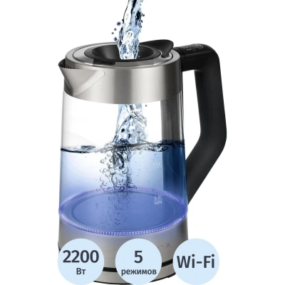 Чайник элект. Polaris PWK 1725CGLD WIFI IQ Home, стекло,2200Вт, 1,7л,WI-FI