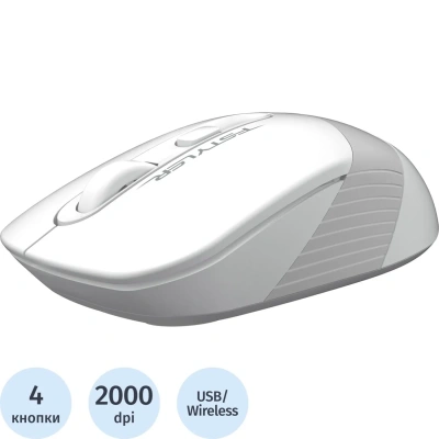 Мышь беспроводная A4TECH Fstyler FG10, USB, 4 кнопки, оптическая, белая, 1147569