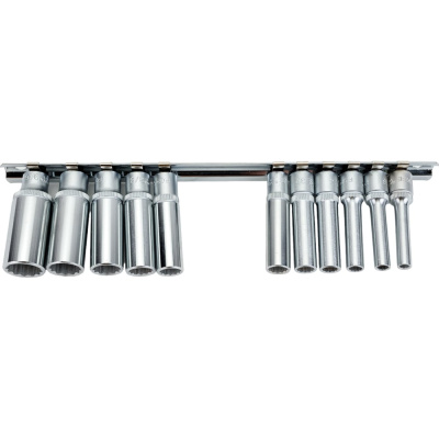 Набор головок 1/4", длинные 12 гранные, дюймовые, на планке,11 FORCE