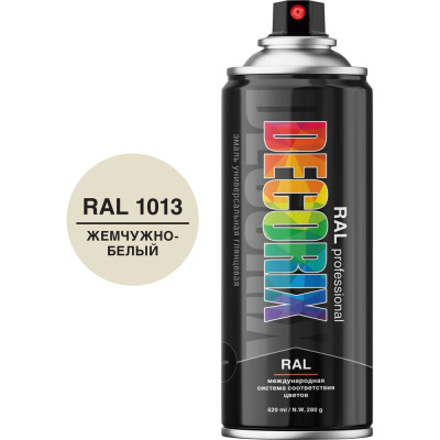 Аэрозольная эмаль Decorix RAL ПРОФЕССИОНАЛЬНАЯ (глянцевая; жемчужно-белый RAL 1013; 520 мл) 0138-1013 DX