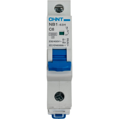 Автоматический выключатель CHINT модульный 1п C 6А 10кА NB1-63H (R)
