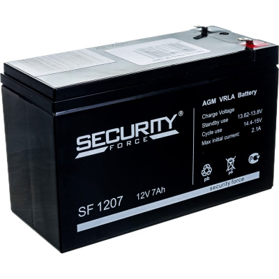 Батарея аккумуляторная Security Force SF 1207 используется в охранно-пожарных системах. Батарея